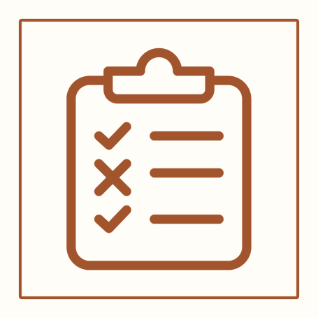 Liste de contrôle avec des cases à cocher, fond clair et contour marron.