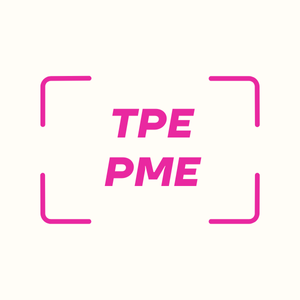 Texte "TPE PME" en lettres roses sur fond clair.